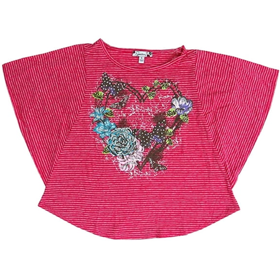 Speechless Juniors Striped Fuschia Circle Top - Large