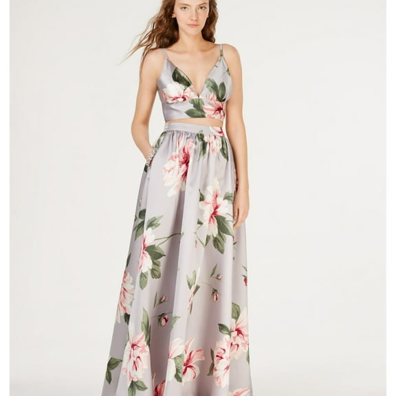 Speechless Womens Floral Crop Top Blouse, Multicoloured, Juniors, 5