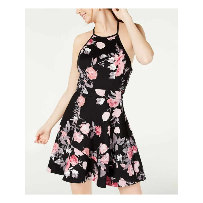 Speechless Womens Floral Print Short Halter Dress