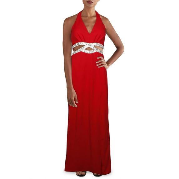 Speechless Womens Juniors Embellished Cut-Out Evening Dress