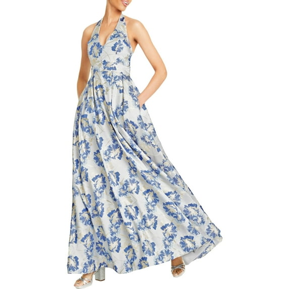 Speechless Womens Juniors Metallic Halter Formal Dress