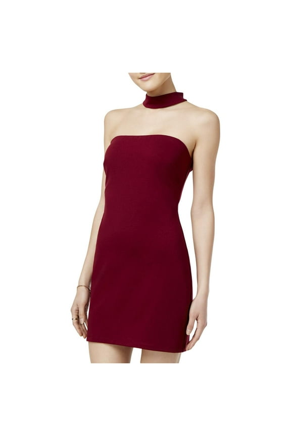 Womens Juniors Mini Choker Bodycon Dress Red 13