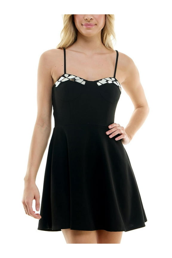 Womens Juniors Mirror Mini Fit & Flare Dress