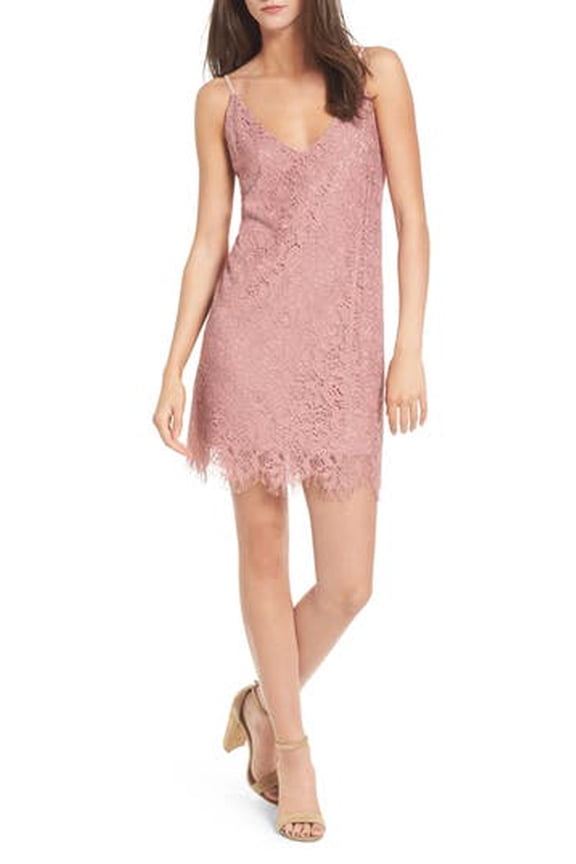 Womens Lace Slip Dress Mauve L