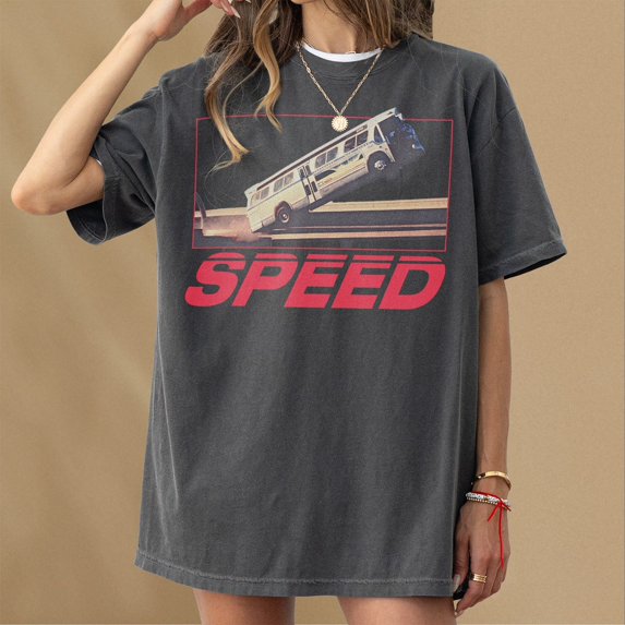 Speed 1994 Movie Shirt 90s Action Movie T-Shirt, Retro Vintage Keanu Reeves Memorabilia, Bus Bridge Jump Scene, Funny Movie Graphic Tee Shirt of 1994