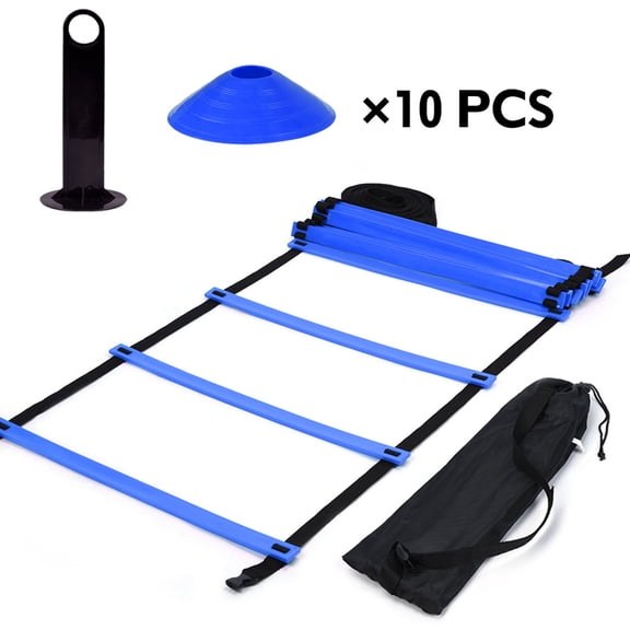 Speed Agility Train Kit, 19Ft Flat Ladder 10pcs Disc Cones for Athletic Training Xemplaro