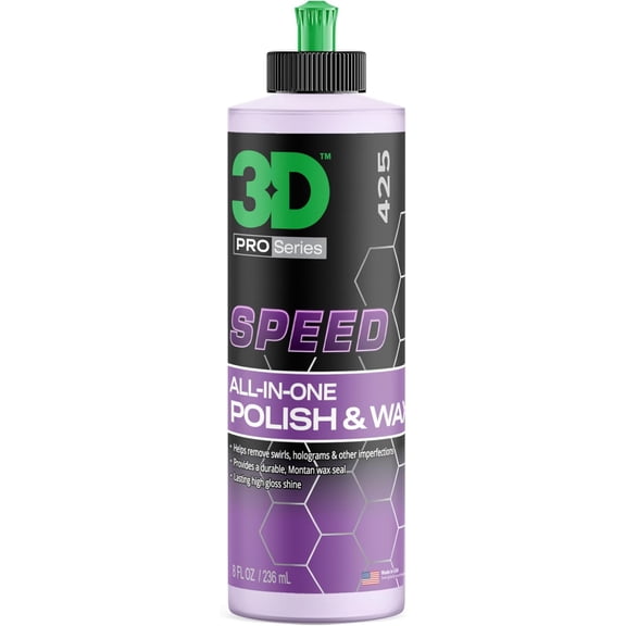 Speed All-In-One Polish & Wax Scratch & Swirl Remover, Clear Coat Safe Paint Sealant High Gloss Finish, Easy Application 8oz Made in USA