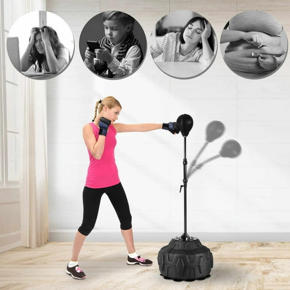 Speed Bag Boxing Trainer with Adjustable Stand - Kickboxing and Reflex Bag for Fitness and Endurance Training