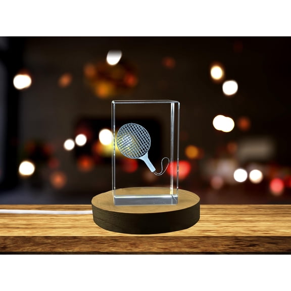 Speed Ball Racket | 3D Engraved Crystal Award for Speed Ball Tournament Winners