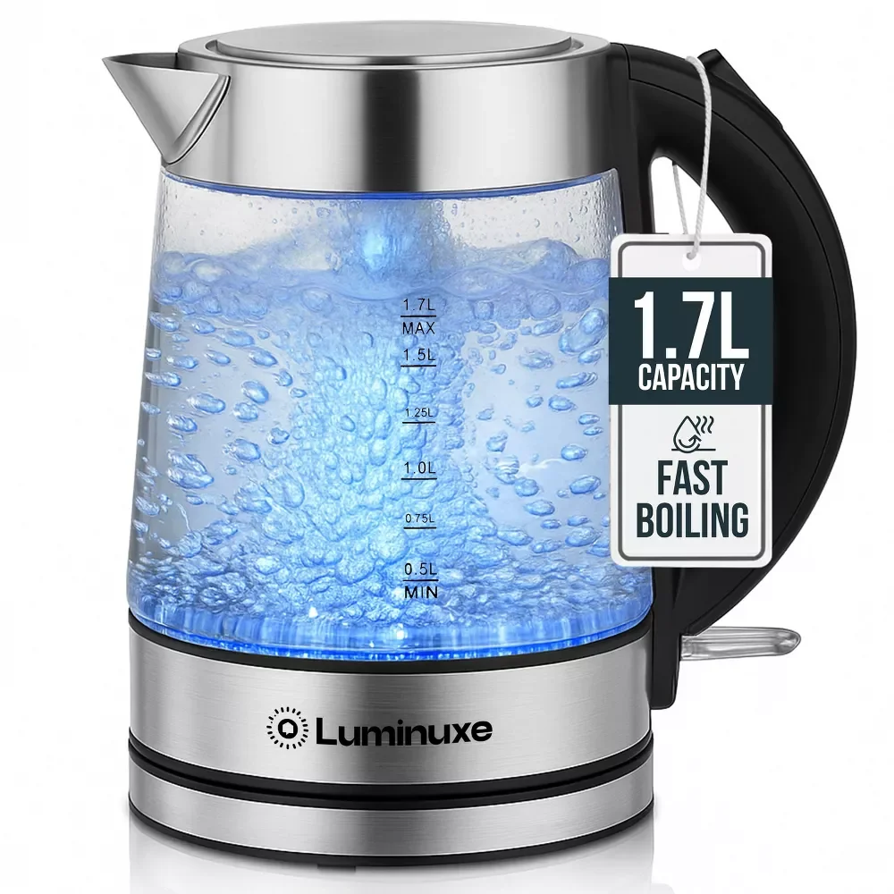 1.7L Electric Kettle, Speed-Boil Glass Electric Water Boiler & Warmer 1100W Tea Heater Auto Shut-Off