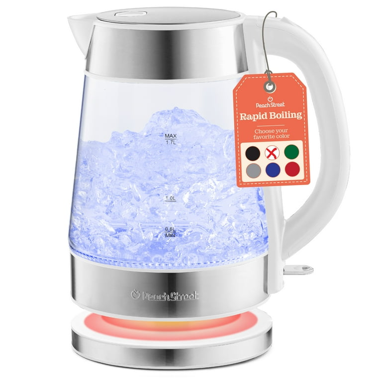 Speed-Boil Water Electric Kettle, 1.7L 1500W, Coffee & Tea Kettle  Borosilicate Glass, Water Boiler, Auto Shut-Off, Cool Touch Handle, Base  Detachable
