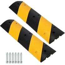 Speed Bumps for Driveway, 2 Pack 3.3Ft Rubber Speed Bumps, 2 Channel Modular Speed Hump 22000LBS Load Capacity, Cable Hose Protector Ramps with 6 Bolt Spikes for Asphalt Concrete Gravel Driveway