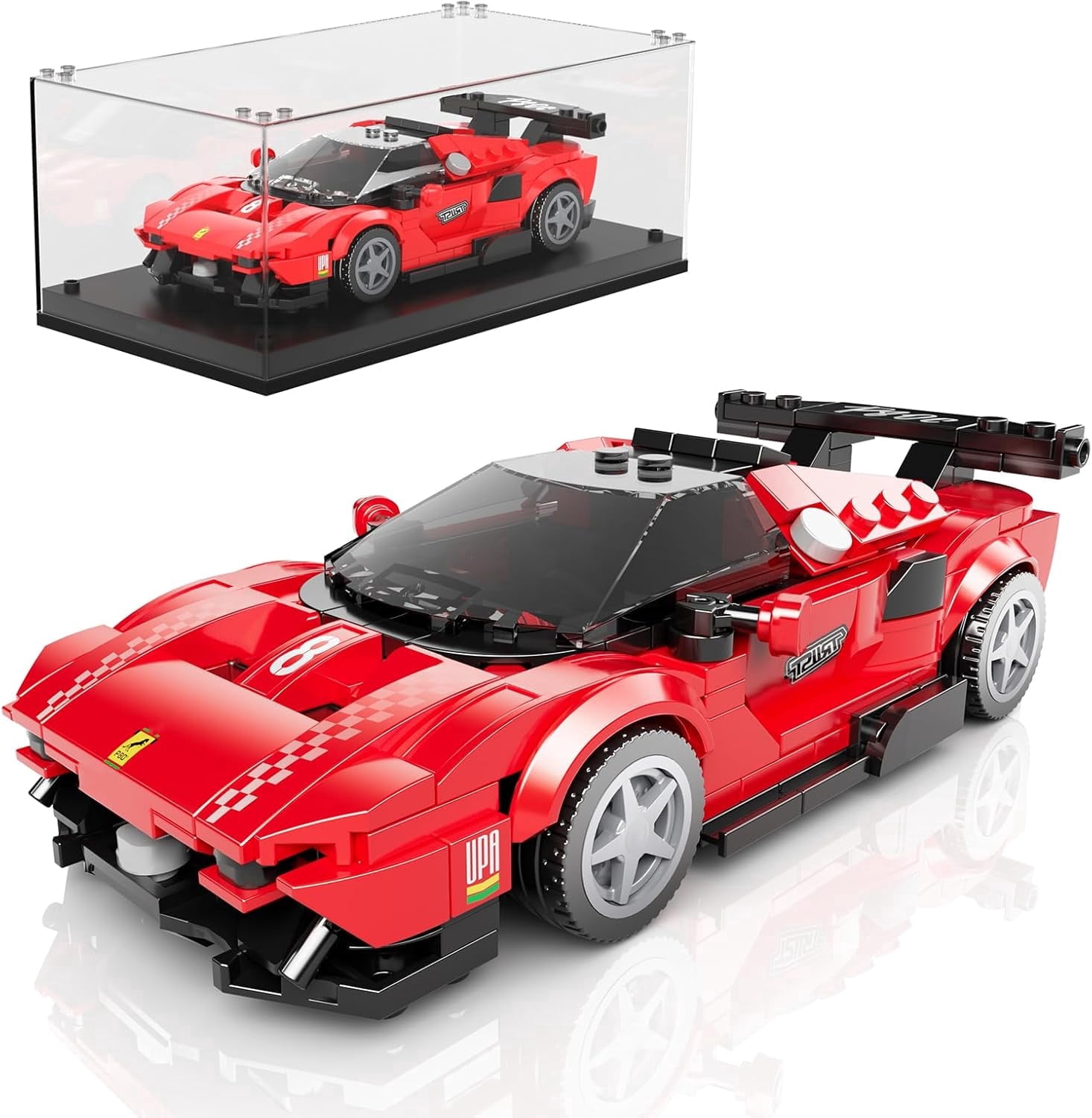 Speed Champion P80C Racing Car Building Kit with Acrylic Display Case, 27069 Collectible Model Car Kits, Building Blocks Kit Racing Toy Cars for Adult (449 PCS)