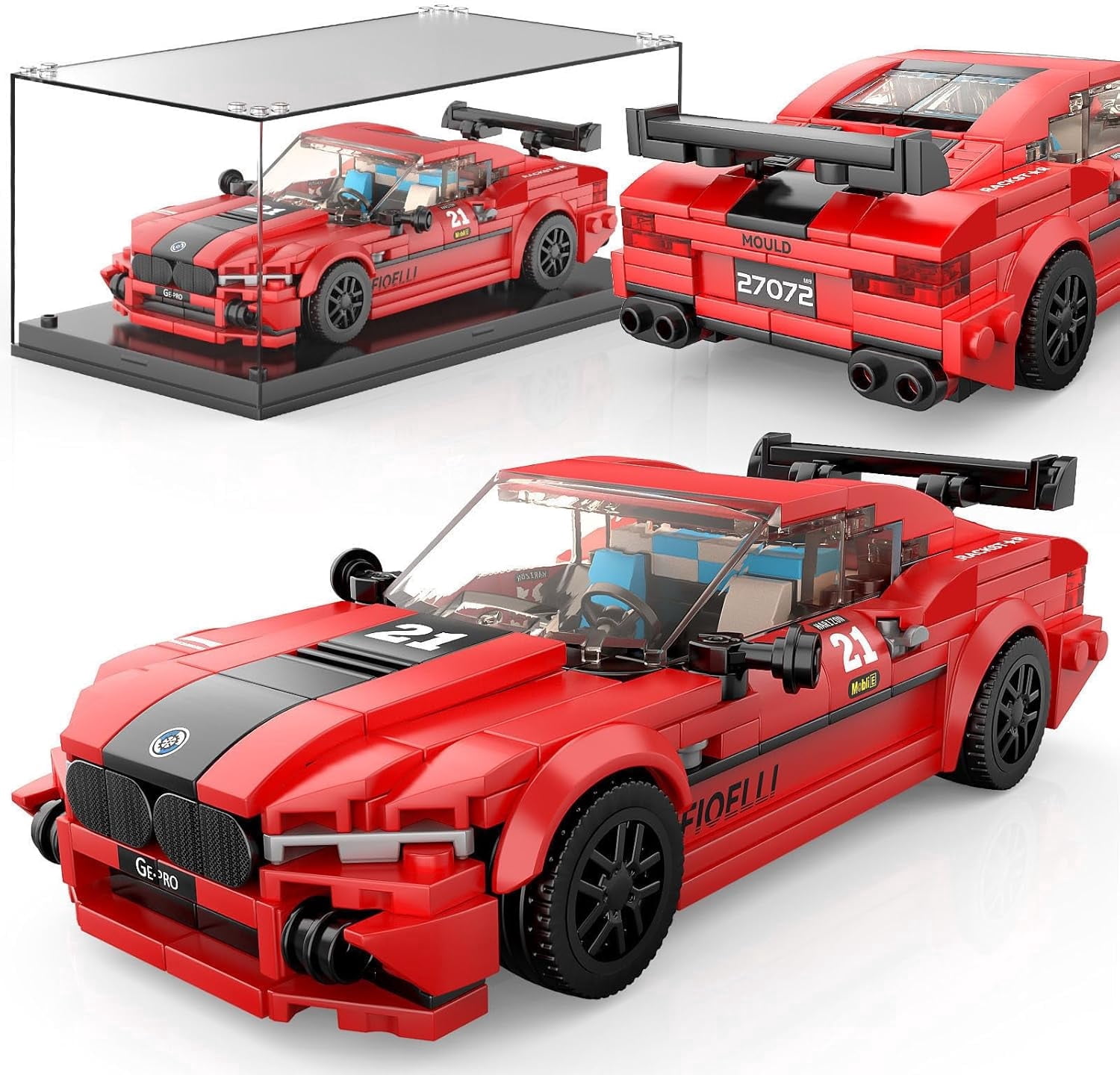Speed Champion P80C Racing Car Building Kit with Acrylic Display Case, 27069 Collectible Model Car Kits, Building Blocks Kit Racing Toy Cars for Adult (452 PCS)