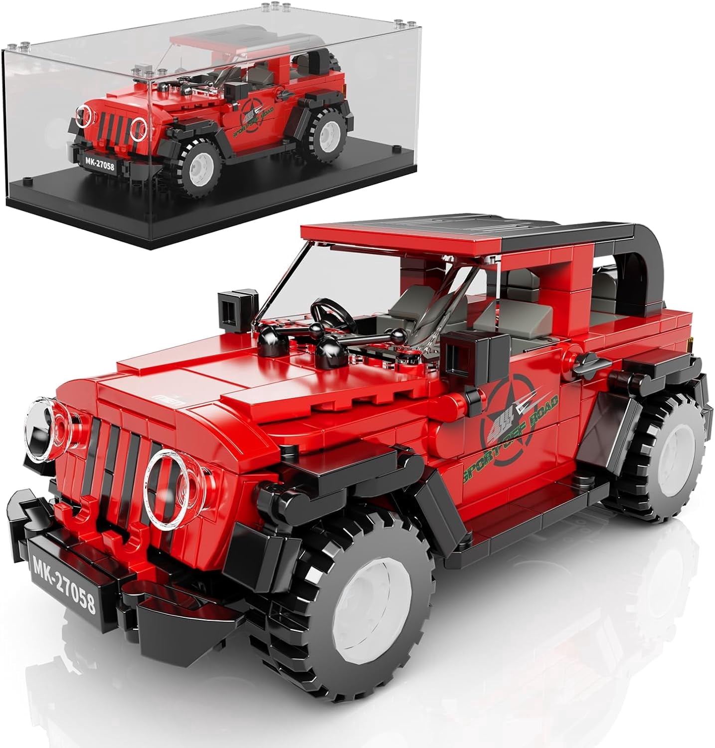 Speed Champion Pickup Building Toys with Display Case, 27058 Model Car Kits Building Blocks, Race Car Building Kit, Small Truck Building Kits for Adults (414PCS)