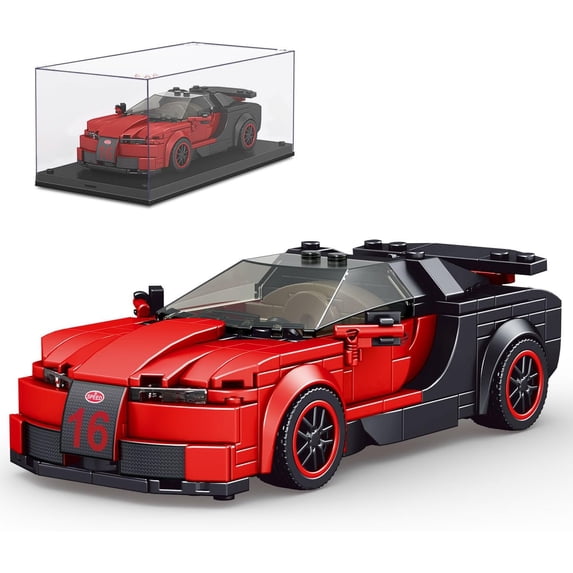 Ylutex Speed Champion Veyron Car Building Blocks with Display Case, Model Car Kits Toys Building Sets for Adults (370 PCS)