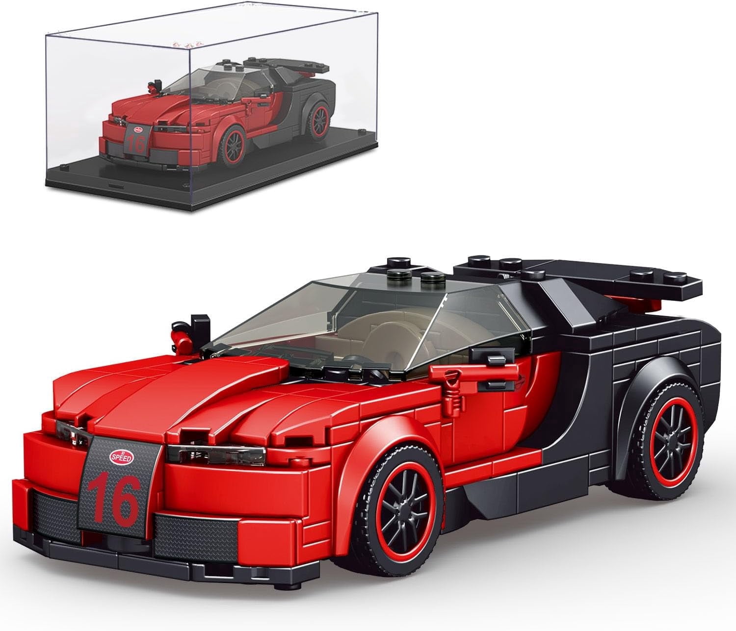 Speed Champion Veyron Car Building Blocks with Display Case, Model Car Kits Toys Building Sets for Adults (370 PCS)
