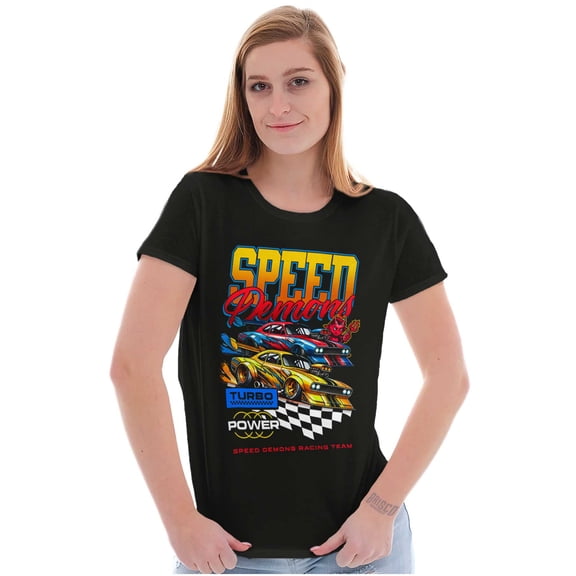Speed Demons Racing Team Turbo Power Womens Slim Fit Graphic Tee Brisco Brands S