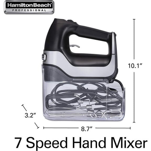 -Speed Digital Electric Hand Mixer with Motor, SoftScrape Beaters, Whisk, Dough Hooks, Snap-On