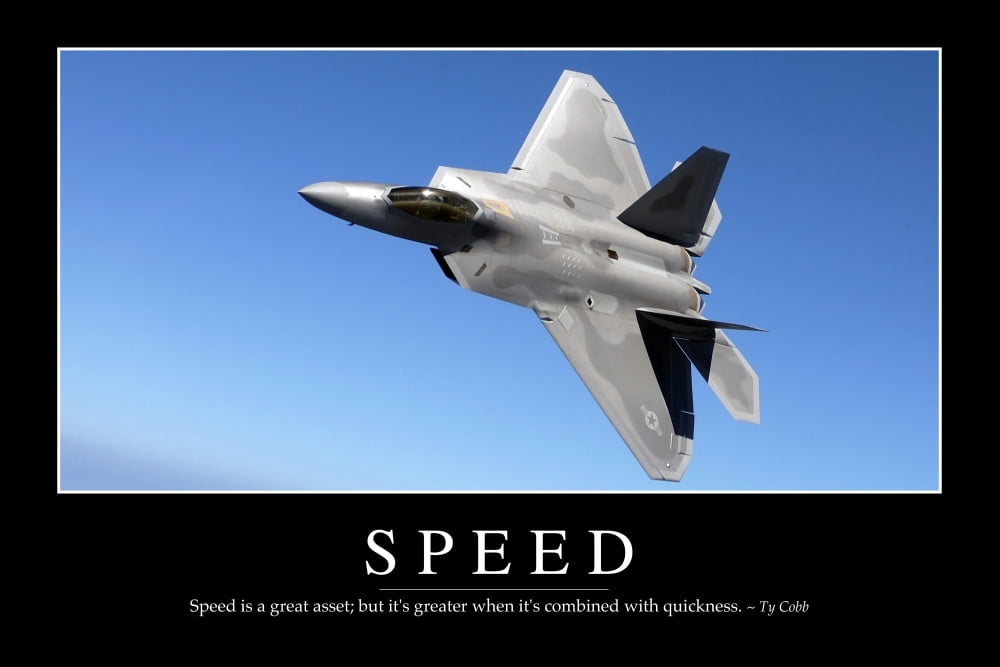 Speed Inspirational Quote and Motivational Poster Canvas Art - Stocktrek Images (34 x 23)