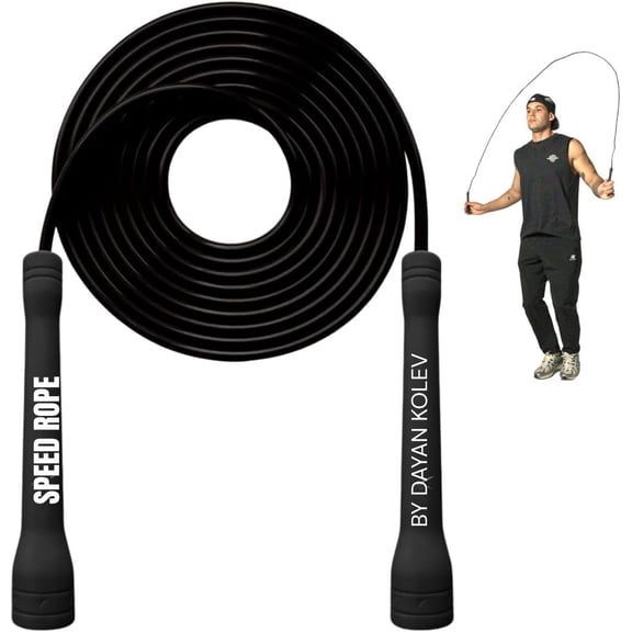 Speed Jump Rope by Dayan Kolev, 5mm PVC Skipping Rope, Great for Beginners and Advanced Athlets, Designed Fitness, Cardio, Boxing & CrossFit, Adjustable length with Unbreakable Handles