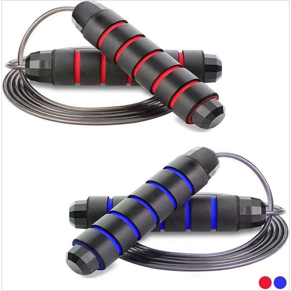 Speed Jump Rope w/ Ball Bearings, Adjustable, for All Ages, Home/School/Gym Workout & Slimming, Red/Blue