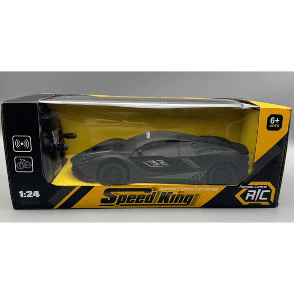 Speed King Remote Control Racing Car, 1:24 Scale, Black/Green, Ages 6+
