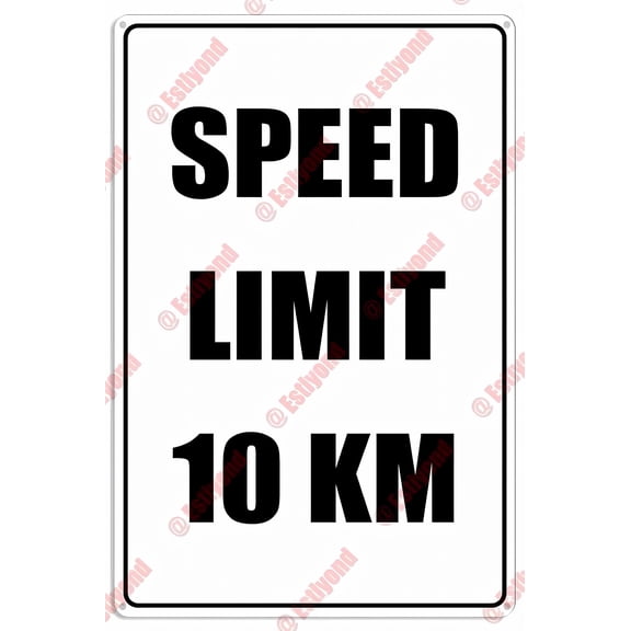 Speed Limit 10 Km Mph Slow Traffic Highway Aluminum Sign - 8"x12", Caution Warning Decor for Roads, Highways, Residential Zones