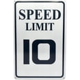 thumbnail image 1 of Speed Limit 10 MPH Sign, Slow Down Sign, Engineer Grade Reflective Sheeting, Rust Free Aluminum, Weather Resistant, Waterproof, Fade Resistant, 12" x 8" (White-10 MPH), 1 of 5