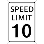 Speed Limit 10 Mph Sign, Speed Limit Signs Novelty Slow Down Sign Warning Traffic Road Street Sign 8X12 Inches