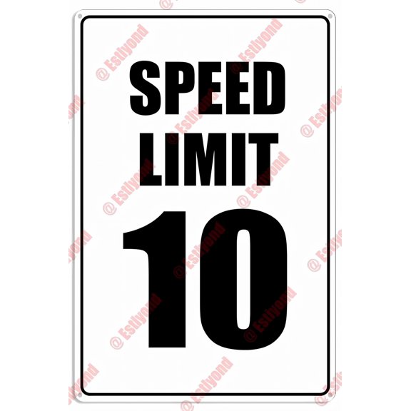 Speed Limit 10 Mph Slow Traffic Highway Aluminum Sign - 8"x12", Caution Warning Decor for Roads, Highways, Residential Zones