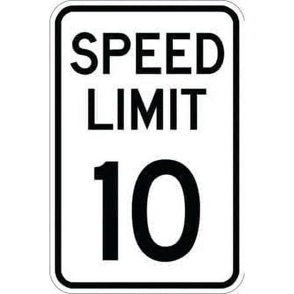 Speed Limit 10 Parking Metal Tin Sign - 12x16 Inch - Caution Safety Warning Security Indoor & Outdoor Home Office Work