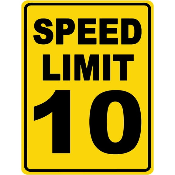 Speed Limit 10 Sign Mph Slow Warning Traffic Road Highway Metal Tin Sign 12x16 Inch