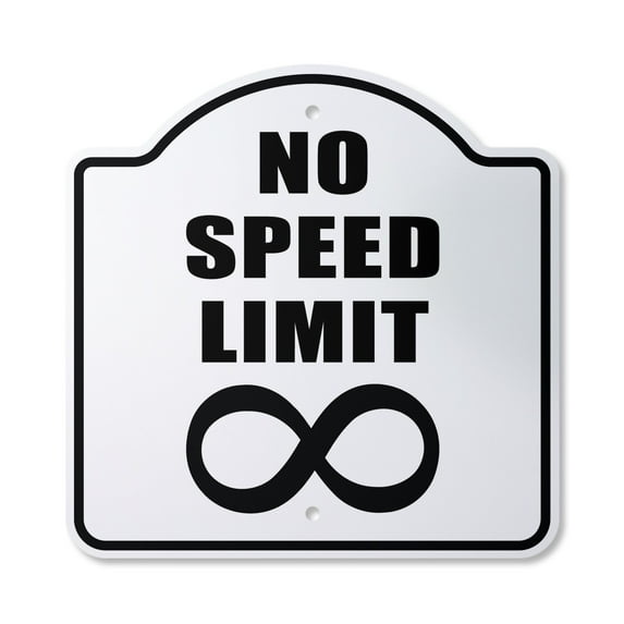 No Speed Limit 14" X 14" Sign | Indoor/Outdoor Plastic | SignMission Designer Fast Speeding Racing Drag Cars Cycle Motorcycle Novelty Gift Funny Joke Gag Road Garage