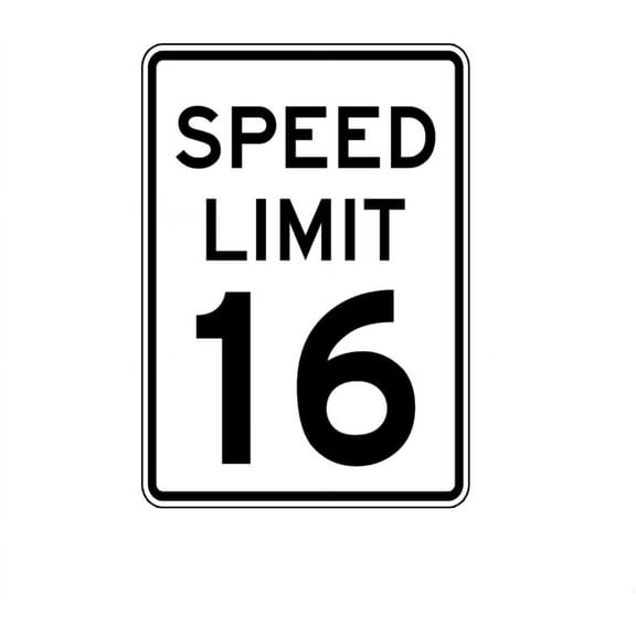 Speed Limit 16 Sign White Black Metal Sign Street Sign 7.8x11.8 Inch