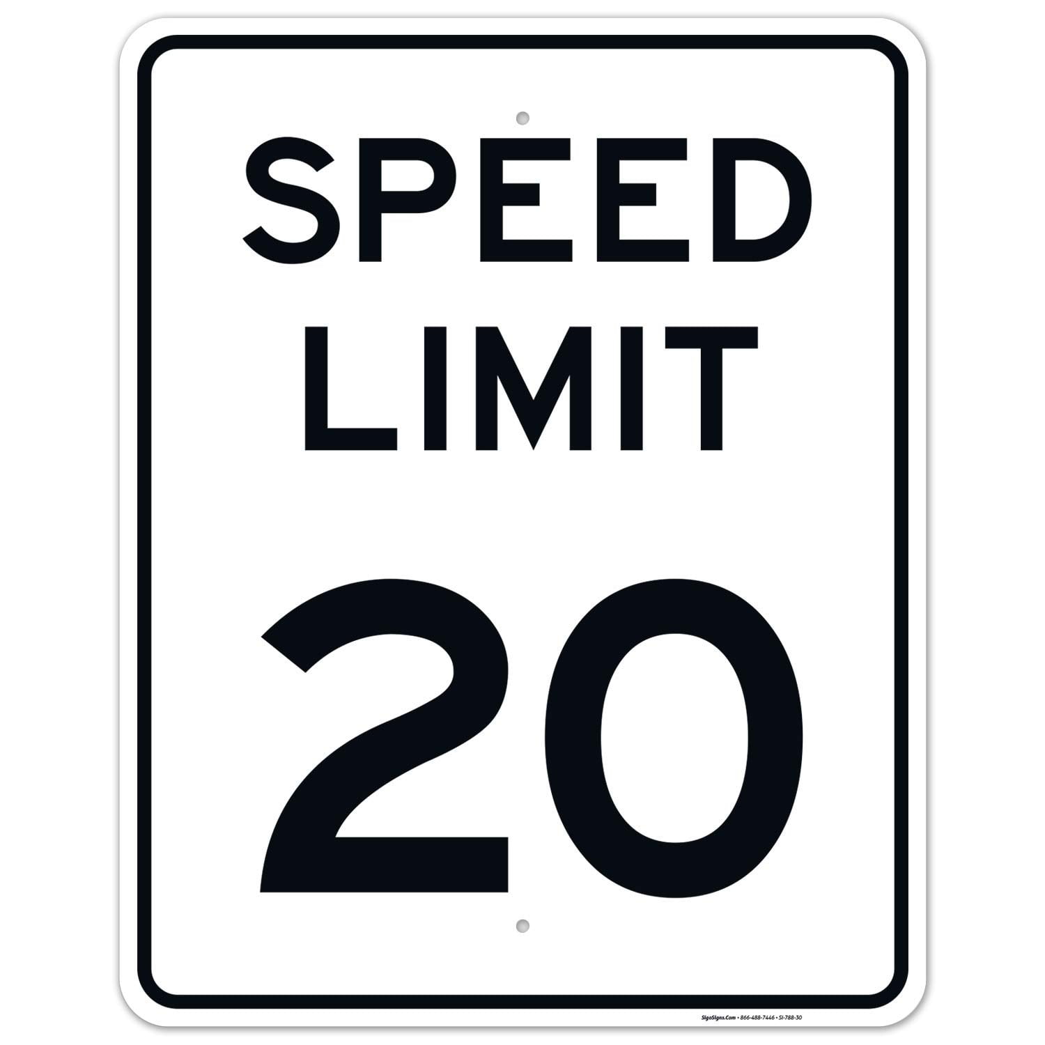 Speed Limit 20 MPH Sign, 12x16 Inches, 3M EGP Reflective .063 Aluminum ...