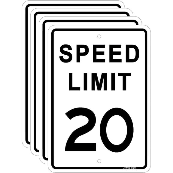 Speed Limit 20 MPH Sign,16 x12 Inches,Reflective Aluminum (2 Pack)