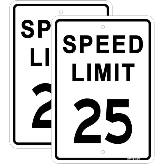 Speed Limit 25 MPH Sign,16 x12 Inches,Reflective Aluminum,2 Pack