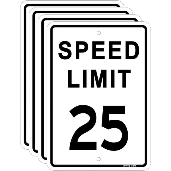 Speed Limit 25 MPH Sign,16 x12 Inches,Reflective Aluminum,2 Pack