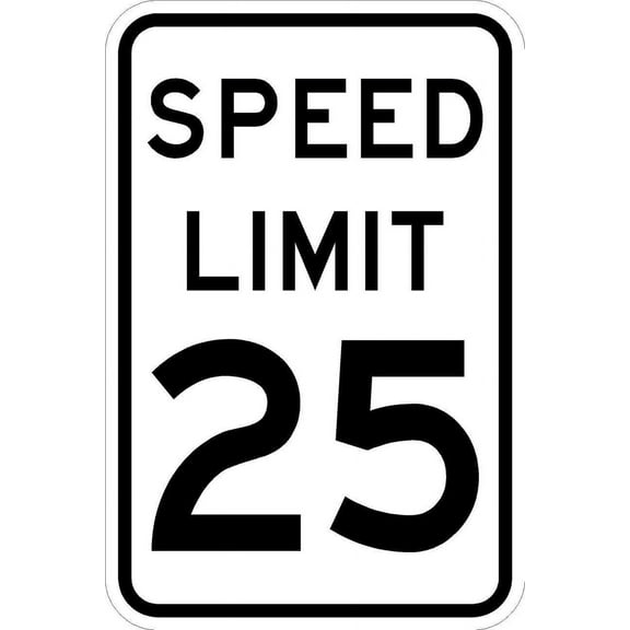 Speed Limit 25 Sign - 12 x 18 Road Sign.