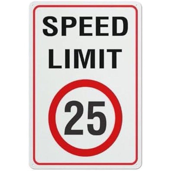 Speed Limit 25Km Sign For House 12"" X 8"" Yard Sign, Premium Aluminum, Sun-Proof, Rust-Free