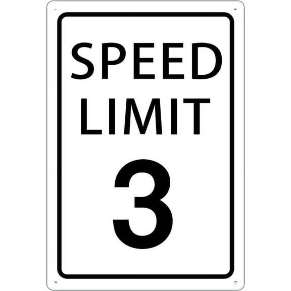 Speed Limit 3 Mph Mini Metal Street Sign Warning Traffic Road Street 12x16inch