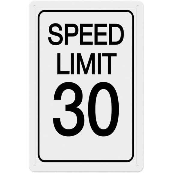 Speed Limit 30 Sign 8"x12", Rustic Metal Tin Sign Home Outdoor Art Wall Decoration for Cafe Bar Kitchen, Indoor Outdoor Use for Road Driveway