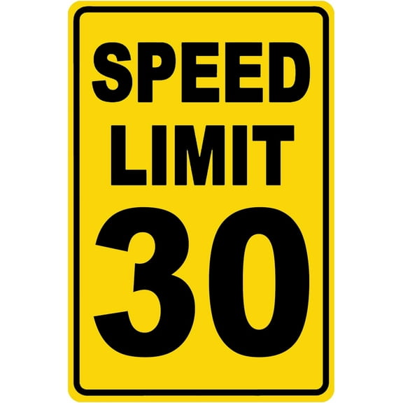 Speed Limit 30 Sign Mph Slow Warning Traffic Road Highway Metal Tin Sign 12x8 Inch