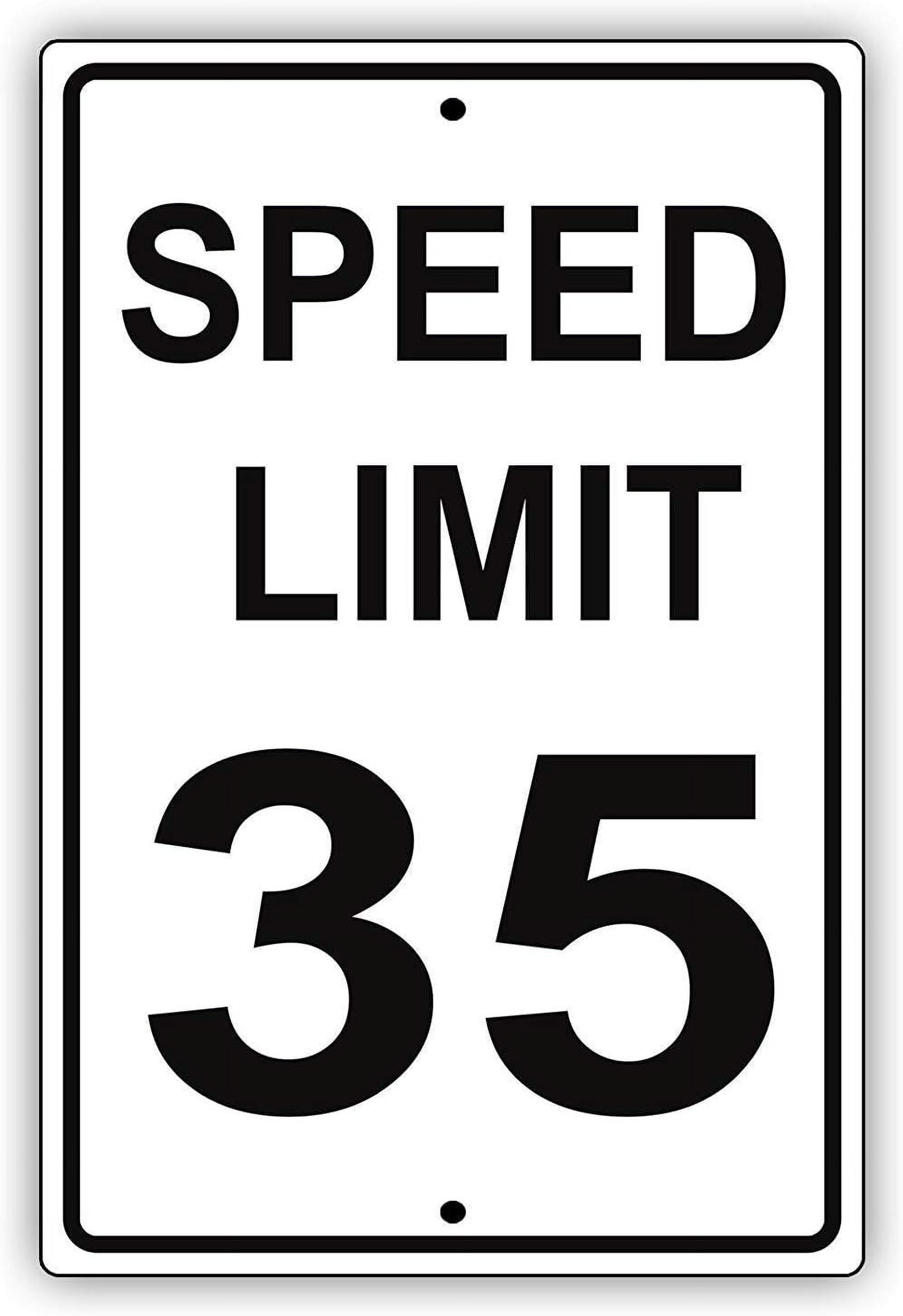 Speed Limit 35 MPH Miles per Hour Black Letters Zone Slow Down Speeding ...