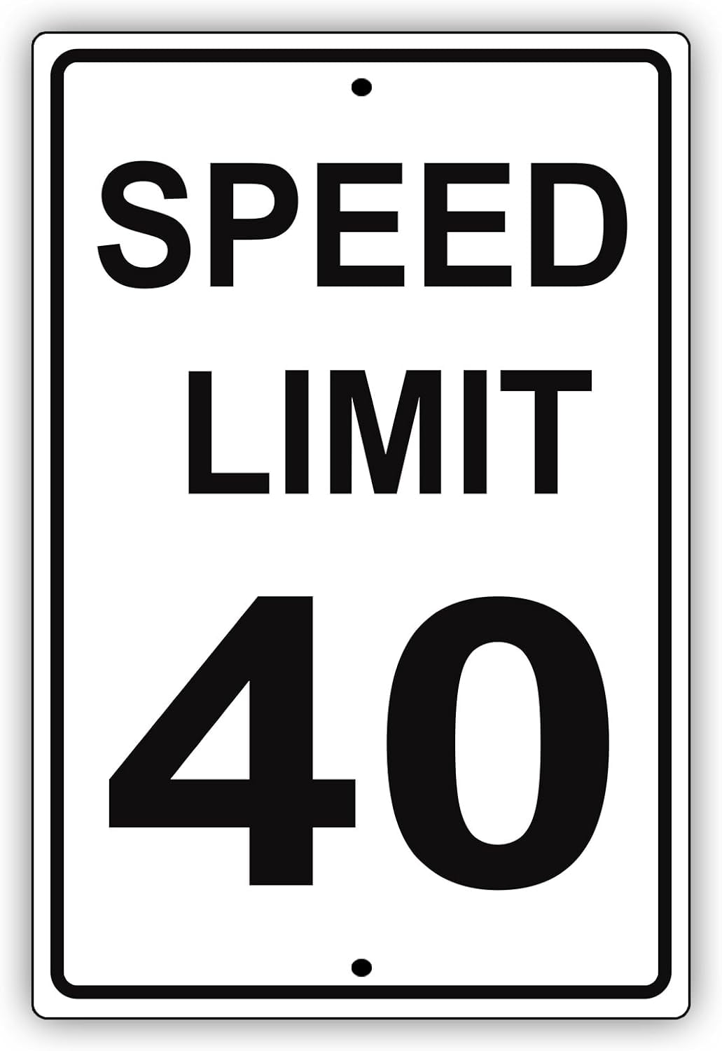 Speed Limit 40 MPH Miles Per Hour Black Letters Zone Slow Down Speeding Restriction Alert
