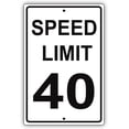 thumbnail image 1 of Speed Limit 40 MPH Miles Per Hour Black Letters Zone Slow Down Speeding Restriction Alert Attention Caution Warning Notice Aluminum Metal Tin 12"x18" Sign Plate, 1 of 5