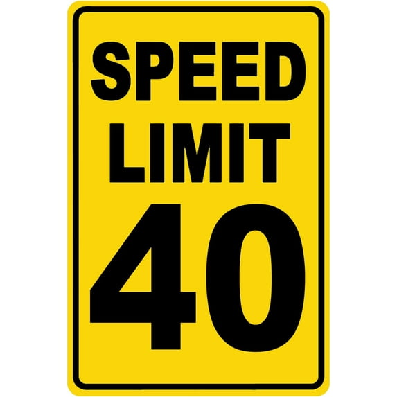 Speed Limit 40 Sign Mph Slow Warning Dector Traffic Road Highway Metal Tin Sign 12x8 Inch