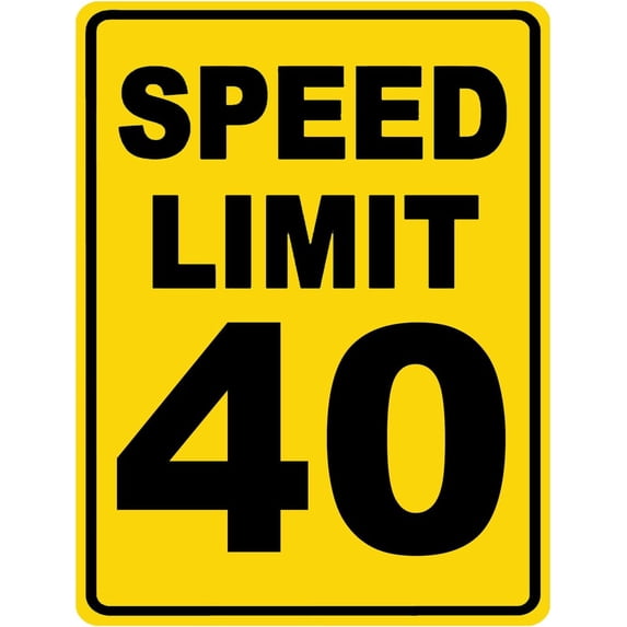 Speed Limit 40 Sign Mph Slow Warning Traffic Road Highway Metal Tin Sign 12x16 Inch