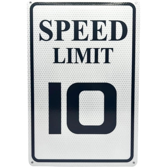 Speed Limit 5 MPH Sign, Slow Down Sign, Engineer Grade Reflective Sheeting, Rust Free Aluminum, Weather Resistant, Waterproof, Fade Resistant, 12" x 8" (White-5 MPH)